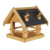 Vogelfutterhaus, Natur, Kiefernholz, 38 X 38 X H 39 Cm -Gartenbedarf Geschäft 0910101515 Vogelfutterhaus aus Kiefernholz gebeizt 110459