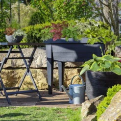 Hochbeet Mit Deckel, Anthrazit, Ca. 100 X 50 X 107 Cm -Gartenbedarf Geschäft 0980250129 Hochbeet mit Beinen und Deckel anthrazit 111345