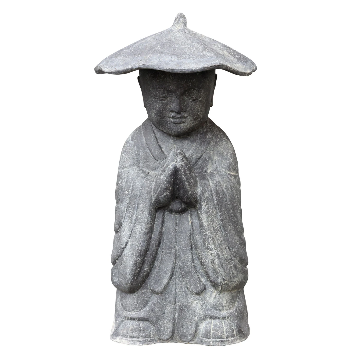 Mönch Betend Stehend, Grau, Steinguss, 60 X 27 X 22 Cm 3 Mönch Betend Stehend, Grau, Steinguss, 60 X 27 X 22 Cm