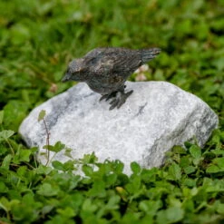 Vogel Auf Alaska-Stein, Bronze, Stein, H 12 X 15 X 15 Cm