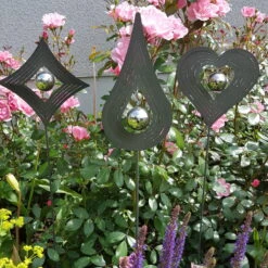 Beetstecker Tropfen Aus Stahl Mit 1 Edelstahl-Kugel, Dunkelgrau Lackiert, Maße 80 X 12 X 4,2 Cm -Gartenbedarf Geschäft 0980404062 4064 Beetstecker Love 3er Set 2 62050