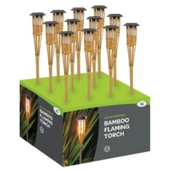 Solar-Bambusfackel Mit Flammeneffekt, Höhe Ca. 90 Cm -Gartenbedarf Geschäft 2950100488 Solar Bambusfackel mit Cool Flame Effekt 90cm 2 126566