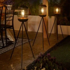 Solarlaterne 'Lighthouse', Schwarz, Metall, Höhe 92 Cm -Gartenbedarf Geschäft 2950100608 Solar Motive Laterne metall Modell Lighthouse H92cm 1 96752