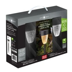 Gartenleuchte 'Cygnus', 4er-Set, Grau, Edelstahl -Gartenbedarf Geschäft 2950100644 Cygnus warmweisses Licht 4er Pack 5 Lumen 100357