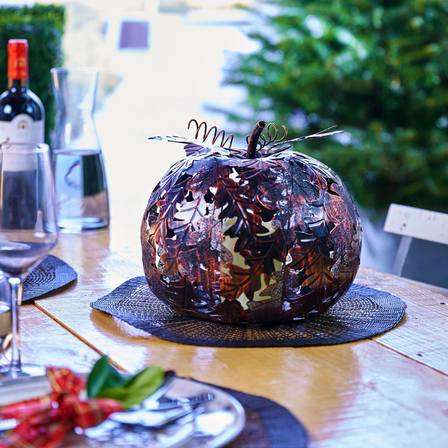 Gartenleuchte Kürbis Mit Blatt, Kupfer, Ca. 23,5 X 28 Cm 3 Gartenleuchte Kürbis Mit Blatt, Kupfer, Ca. 23,5 X 28 Cm