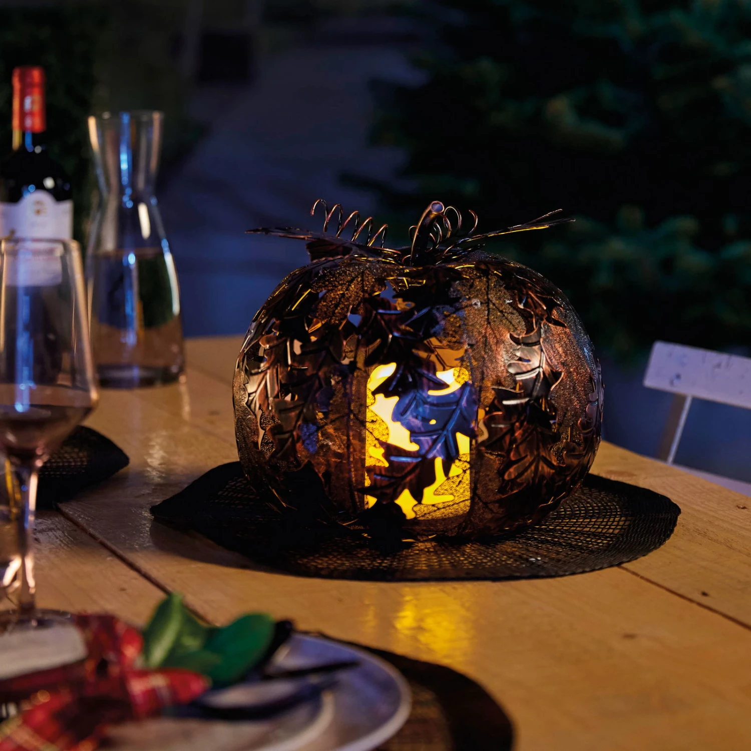 Gartenleuchte Kürbis Mit Blatt, Kupfer, Ca. 23,5 X 28 Cm 5 Gartenleuchte Kürbis Mit Blatt, Kupfer, Ca. 23,5 X 28 Cm – Bild 3