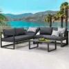 Best Loungeset "Rhodos" 3tlg., Anthrazit, Pflegeleicht, Modern, Bequem -Gartenbedarf Geschäft 3910302349 Loungeset Rhodos 3tlg anthrazit Auflagen anthrazit 109329