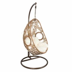 Hängesessel Rhodes, Natur, Inkl. Kissen, Handgewebt, 195 X 95 X 95 Cm -Gartenbedarf Geschäft 3910302500 Haengesessel Rhodes natur inkl Kissen ca95x95x195cm6 71990