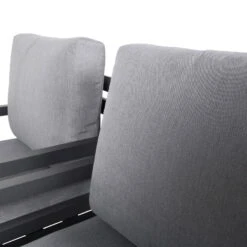 4-teilige Lounge-Gruppe 'Piazza', Tisch Mit Glasplatte, Inklusive Auflagen -Gartenbedarf Geschäft 3910302532 Alu Loungergruppe Piazza 4tlg schwarz inkl Kissen grau Tisch mit Glasplatte 74485