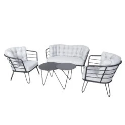 4-teilige Lounge-Gruppe 'Bella', Schwarz, Inklusive Auflagen