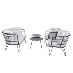 Gartenbedarf Geschäft -Gartenbedarf Geschäft 3910302533 Alu Loungergruppe Bella 4tlg schwarz inkl Kissen hellgrau5 74487