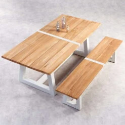 Best Alu-Bank Campione, Teakholz, Weiß, 45 X 220 X 40 Cm -Gartenbedarf Geschäft 3910302555 3910801469 champione4 71129