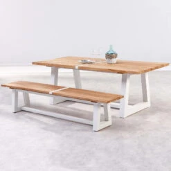 Best Alu-Bank Campione, Teakholz, Weiß, 45 X 220 X 40 Cm -Gartenbedarf Geschäft 3910302555 3910801469 champione5 71128