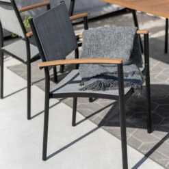 Stapelsessel 'Vera', Mattschwarz/birkengrau, Ca. 83 X 55 X 55 Cm 15 Stapelsessel 'Vera', Mattschwarz/birkengrau, Ca. 83 X 55 X 55 Cm -Gartenbedarf Geschäft 3910302710 Alu Stapelsessel Vera matt schwarz Textilen birkengrau 21 8 119305