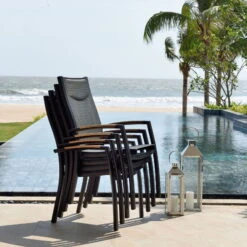 Stapelsessel 'Panama', Schwarz/grau, Ca. 100 X 65 X 62 Cm 8 Stapelsessel 'Panama', Schwarz/grau, Ca. 100 X 65 X 62 Cm -Gartenbedarf Geschäft 3910302712 Alu Stapelstuhl Panama schwarz Textilen 3D mesh grau 2 119334