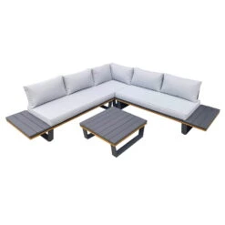 Gartenbedarf Geschäft -Gartenbedarf Geschäft 3910302722 Alu Eckloungegruppe Cahors 4tlg anthrazit Holzoptik inkl Kissen grau 1 121753