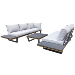 Alu-Eckloungegruppe 'Cahors' Inkl. Kissen, 4tlg., Anthrazit -Gartenbedarf Geschäft 3910302722 Alu Eckloungegruppe Cahors 4tlg anthrazit Holzoptik inkl Kissen grau 4 121755