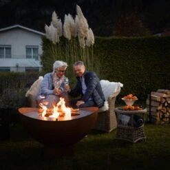 Feuerstelle 'Wave', Rost, Edelstahl, Ca. 100 X 55 X 100 Cm -Gartenbedarf Geschäft 3920100768 Feuerstelle WAVE rost ca100x55x100cm 2 125243