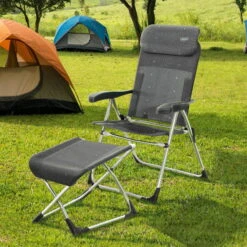 Crespo Hocker/Beinauflage Compact Klappbar, Silber/anthrazit -Gartenbedarf Geschäft 3930400908 3930400909 Compact Klappsessel 63493