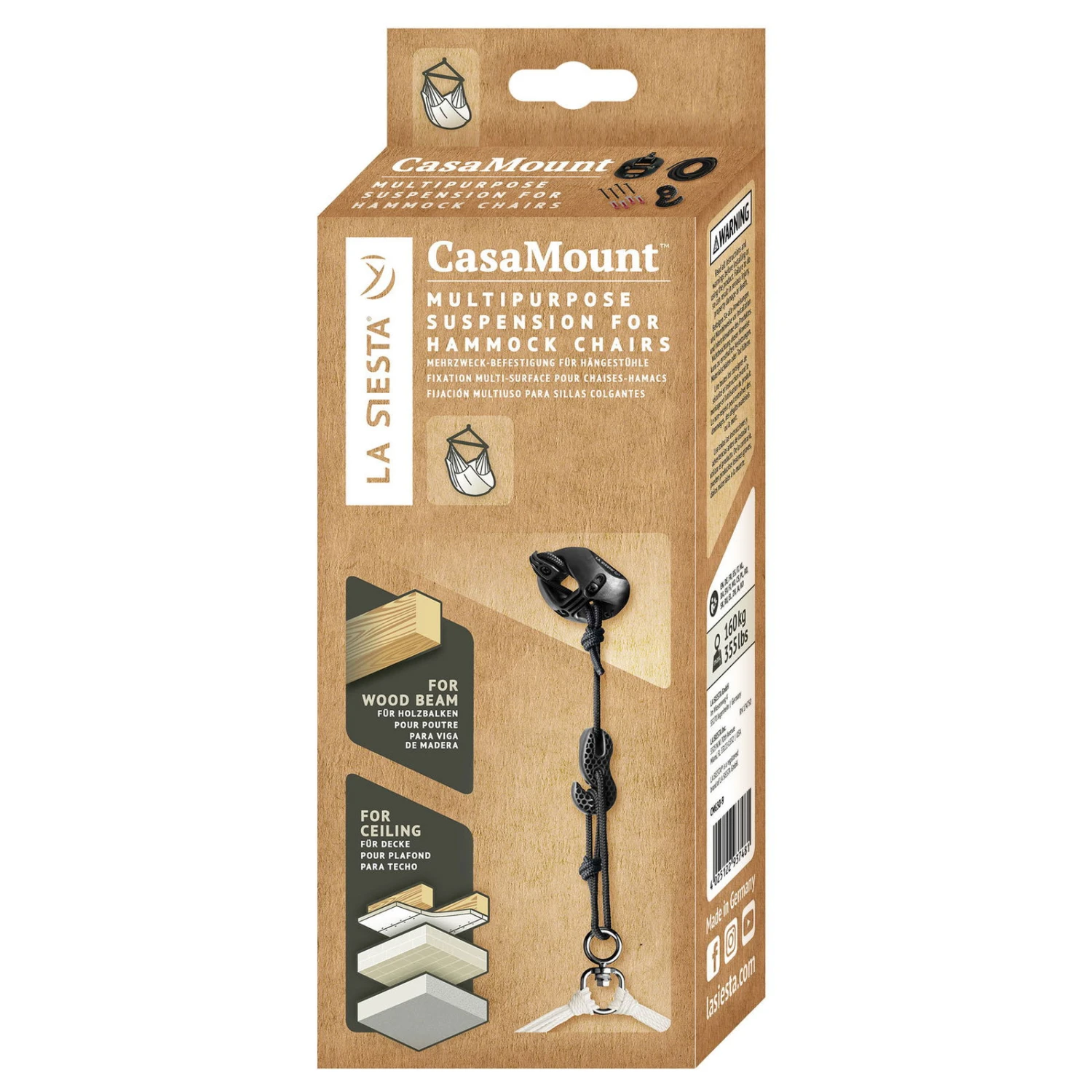 LA SIESTA CasaMount Für Hängesessel, Belastbar Bis 160 Kg, Wetterfest, UV-beständig 3 LA SIESTA CasaMount Für Hängesessel, Belastbar Bis 160 Kg, Wetterfest, UV-beständig
