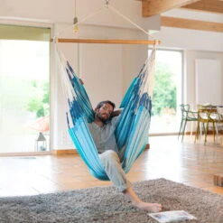 LA SIESTA Hängesessel 'Habana Azure', Blau 9 LA SIESTA Hängesessel 'Habana Azure', Blau -Gartenbedarf Geschäft 3940200314 Comfort Haengesessel Habana Azure Bio Baumwolle 2 86065