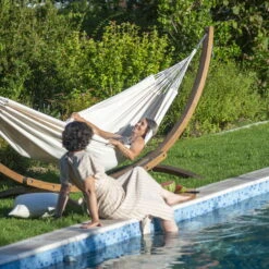 LA SIESTA Hängematte 'Modesta', Latte -Gartenbedarf Geschäft 3940200335 Doppel Haengematte Modesta Latte Bio Baumwolle 4 106106