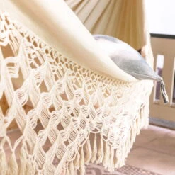 LA SIESTA Kingsize Hängematte 'Bossanova', Latte -Gartenbedarf Geschäft 3940200348 Kingsize Haengematte Bossanova Latte Bio Baumwolle 4 106148