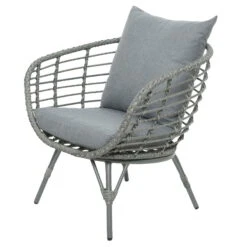 Loungegruppe 'Evora', 4-teilig, Grau 12 Loungegruppe 'Evora', 4-teilig, Grau -Gartenbedarf Geschäft 3950101015 Alu Geflechtgruppe Evora 4tlg grau inkl Kissen 5 99292